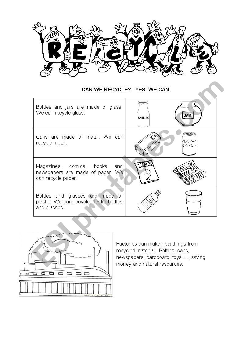 Recycle worksheet