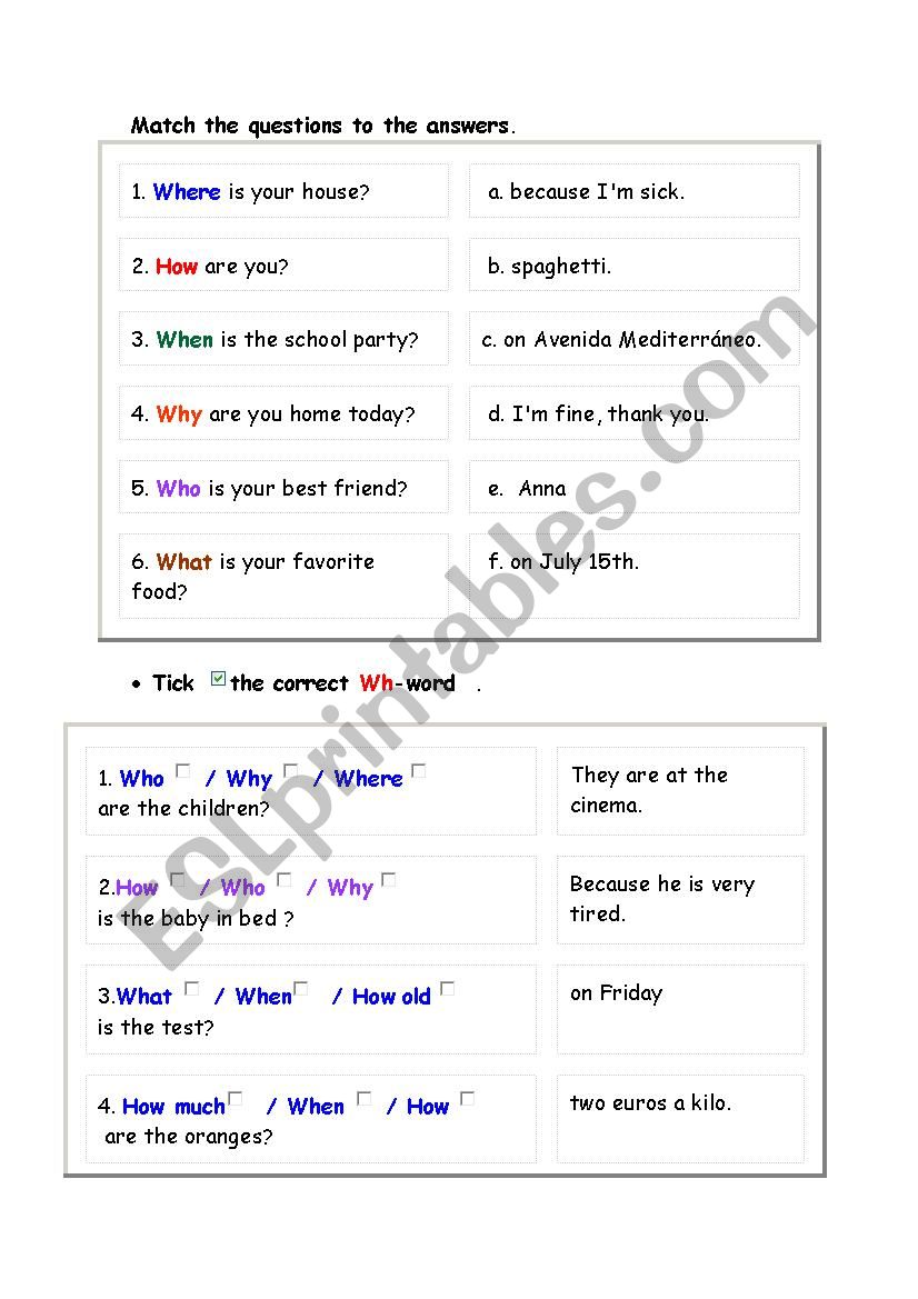 wh questions worksheet