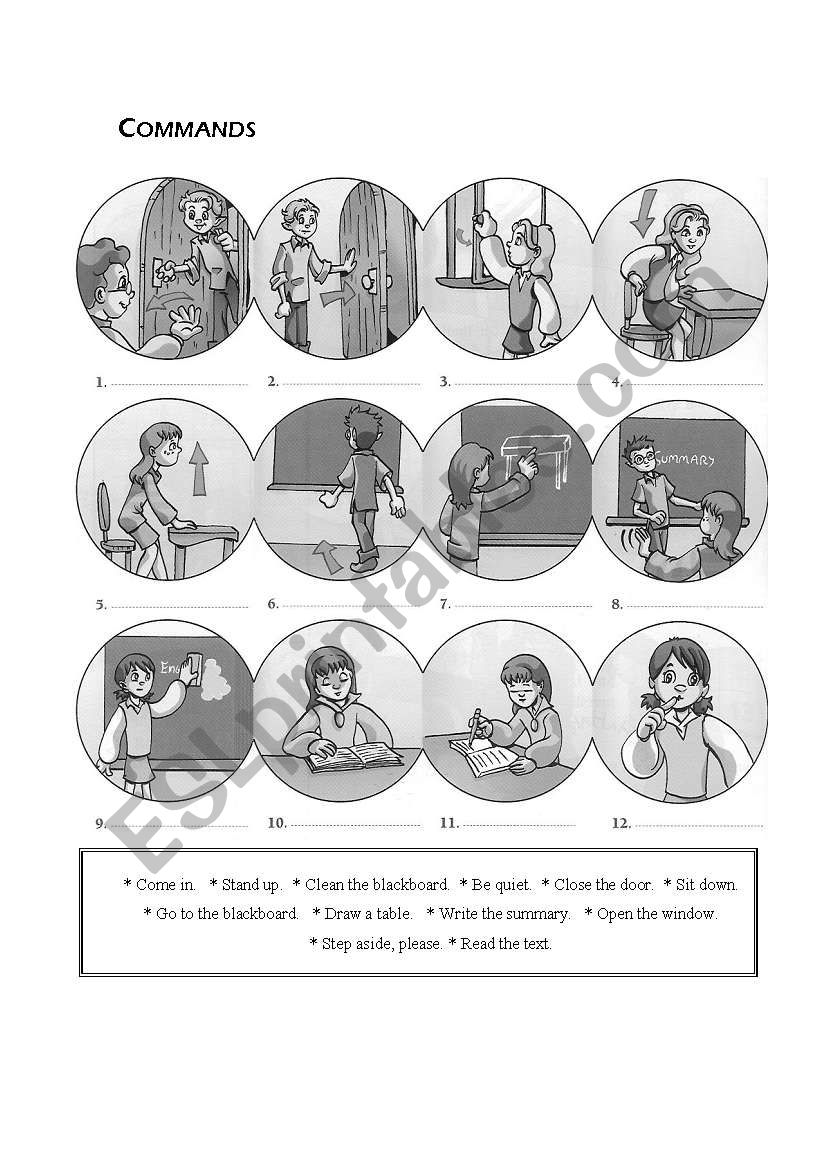 Classroom language worksheet