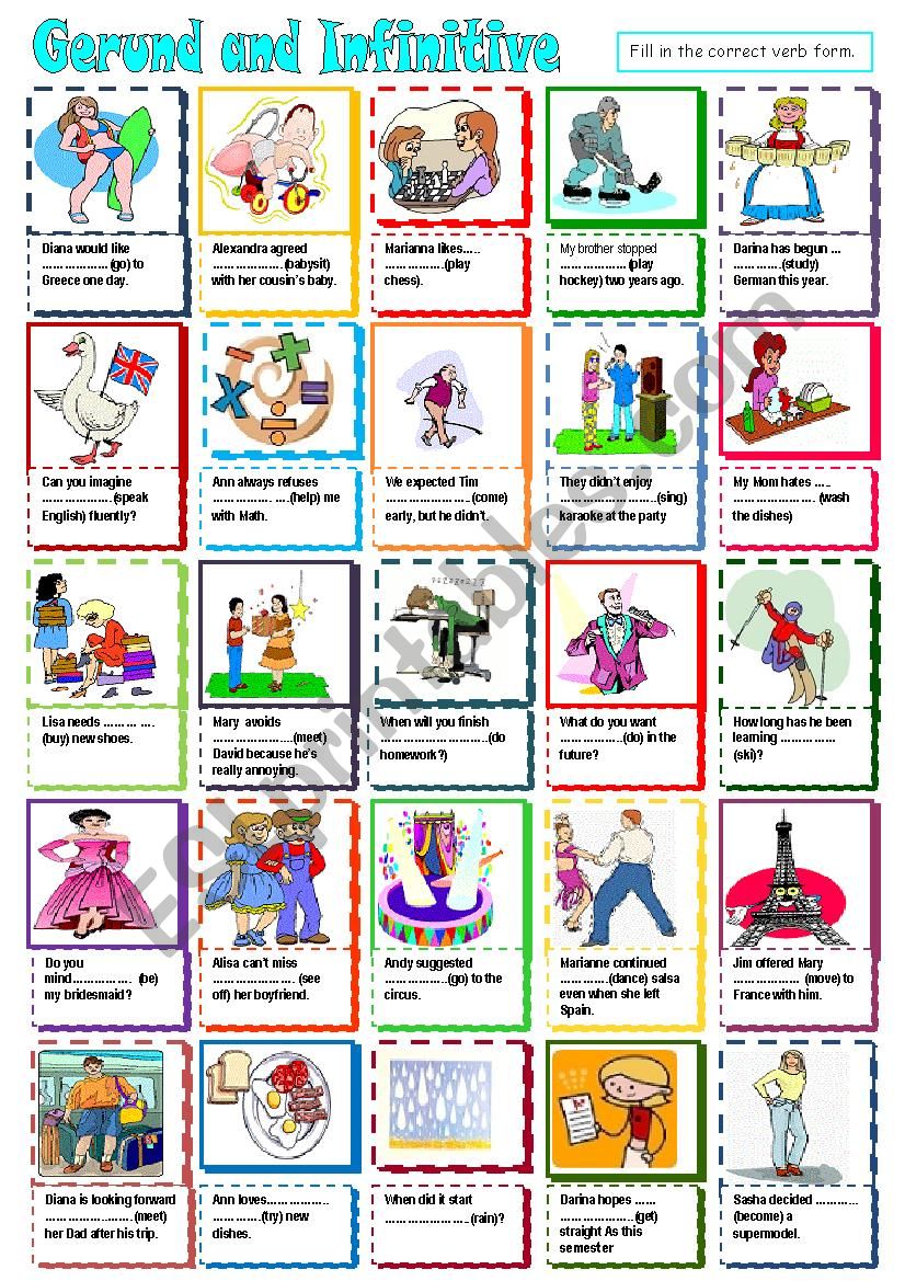 Gerund and Infinitive worksheet