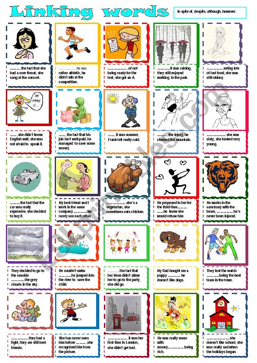 Linking words worksheet