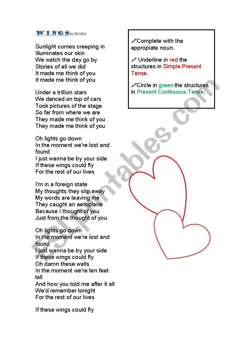 Wings worksheet