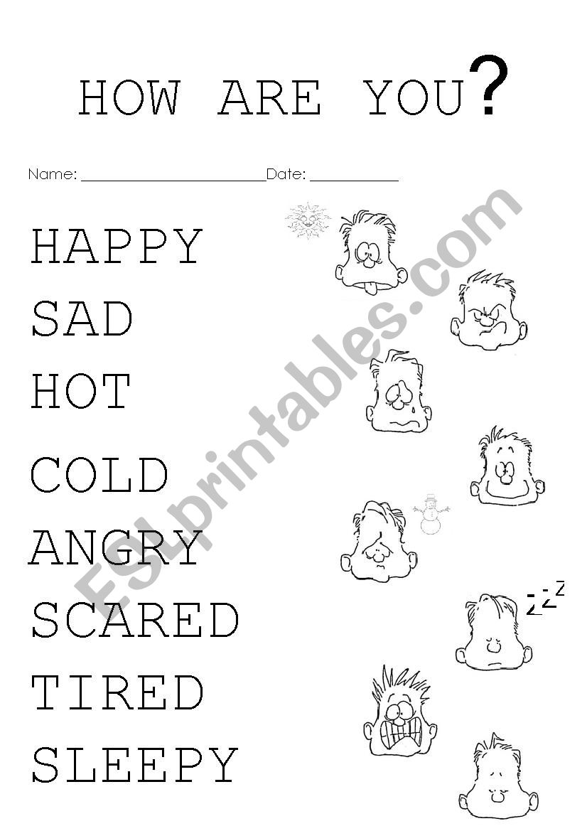 Emotions - write and paint worksheet