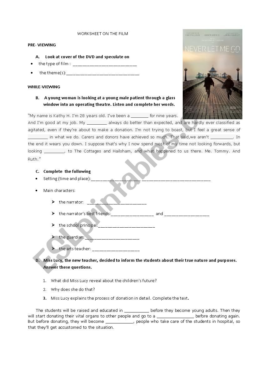   worksheet-Never let me go worksheet