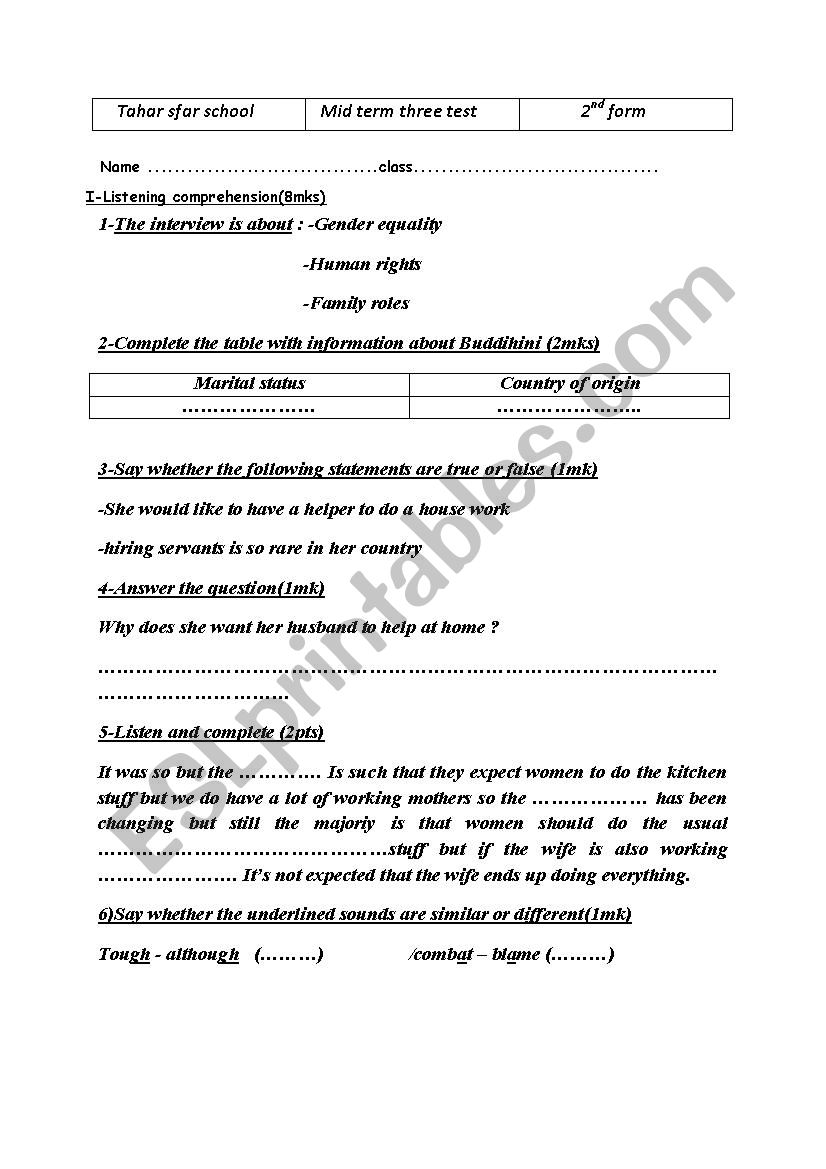 mid term 3 test 2015 worksheet