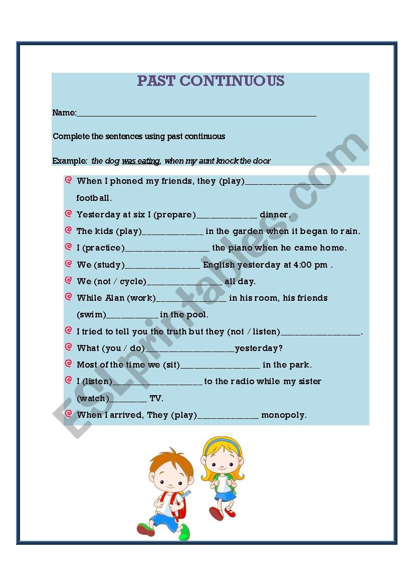 past continuous worksheet