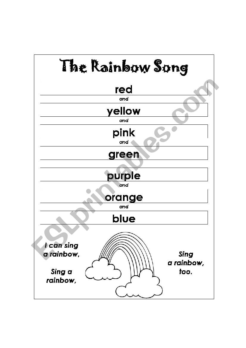 The Rainbow song worksheet