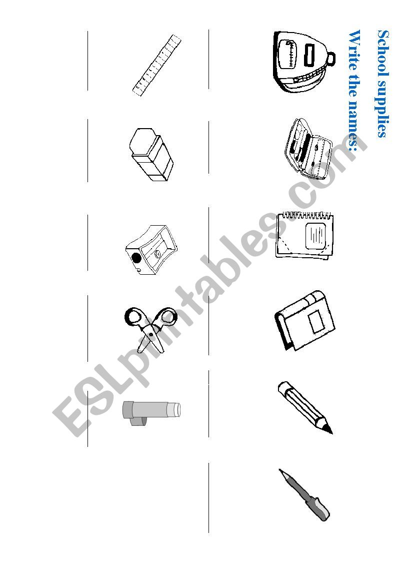 school objects worksheet