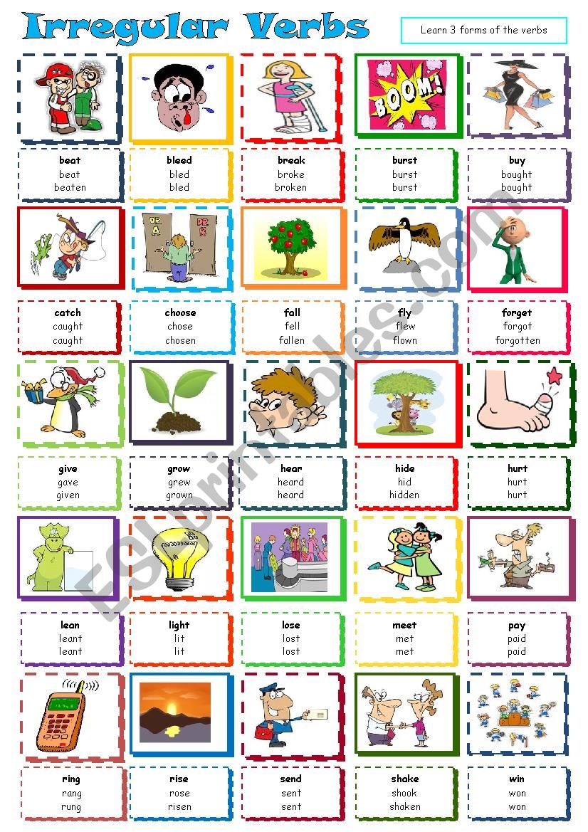 Irregular verbs ***pictionary*** Part 2