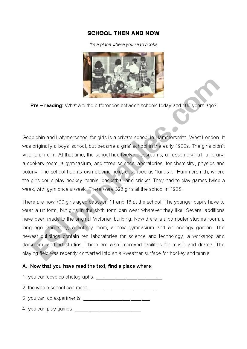 Scholl then and now worksheet