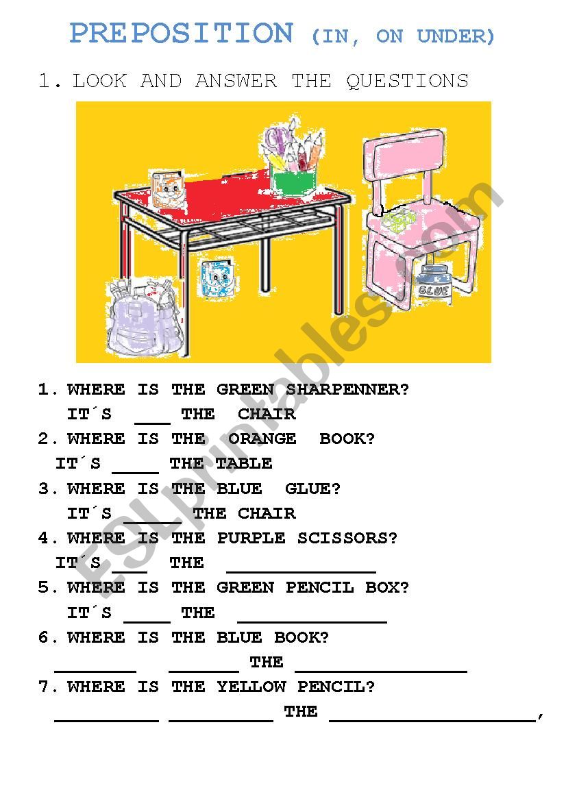 preposition worksheet