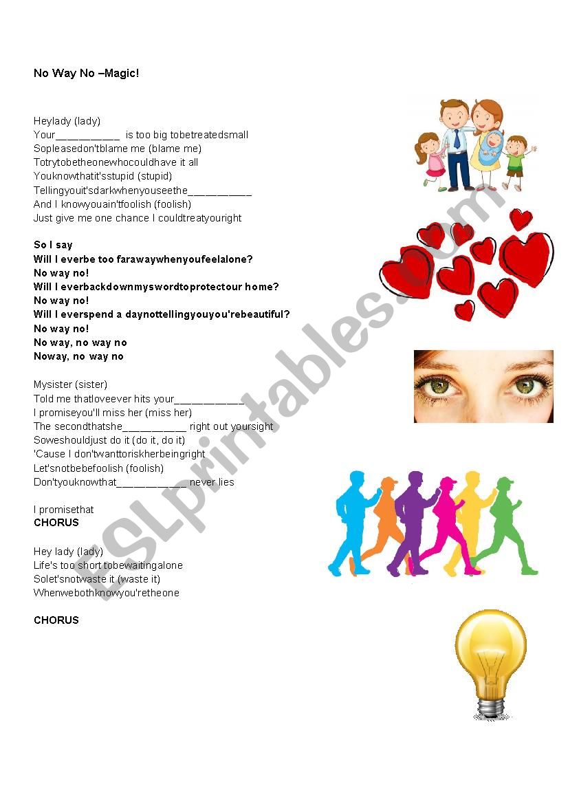 No way no magic esl worksheet by carolinalamim