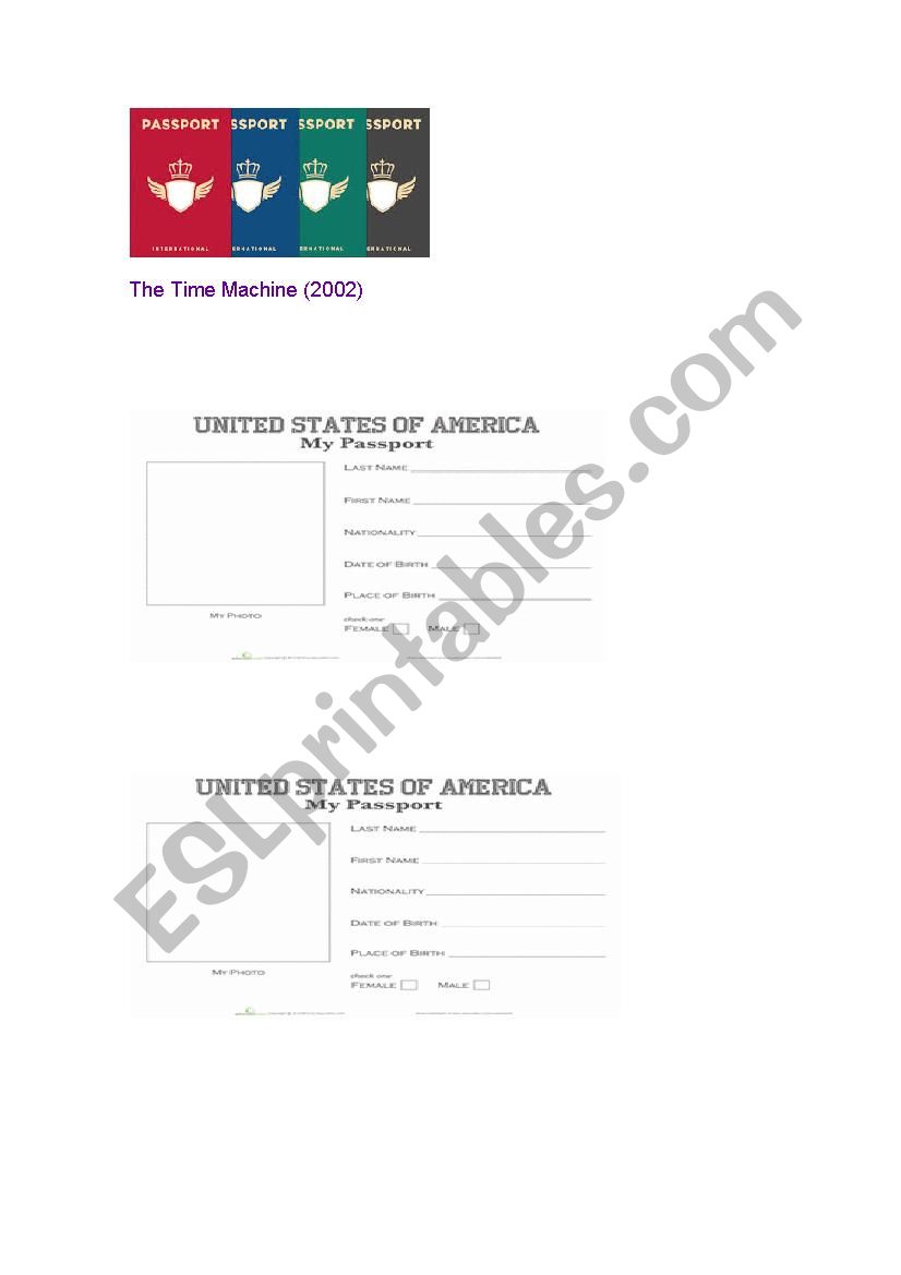 passport activity worksheet