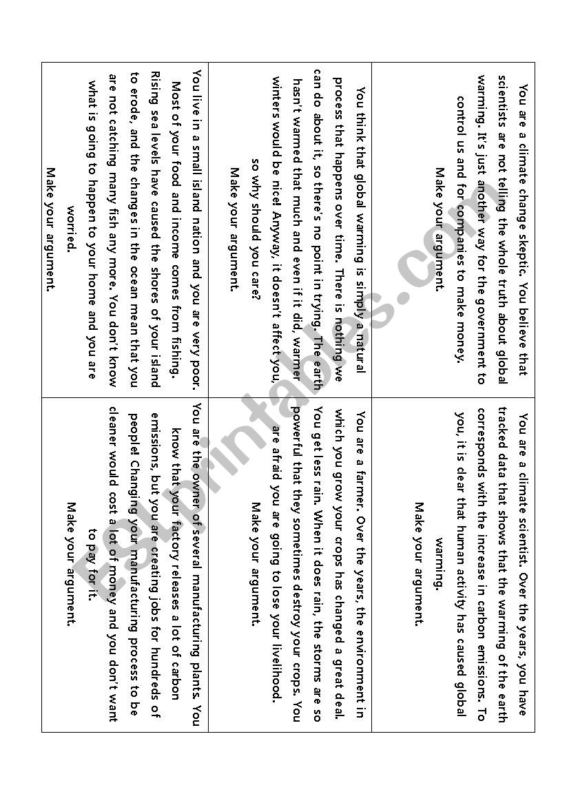 Climate Change conversation roleplay