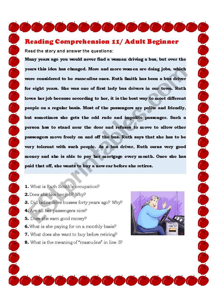 Reading Comprehension 11 worksheet