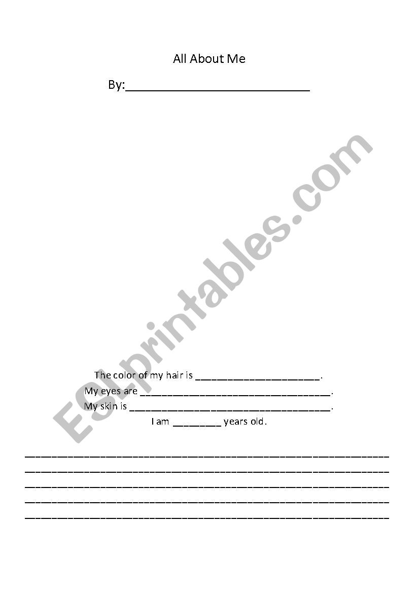 All About Me worksheet