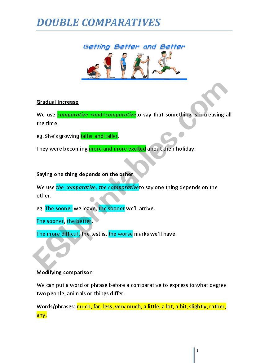 Double Comparatives worksheet