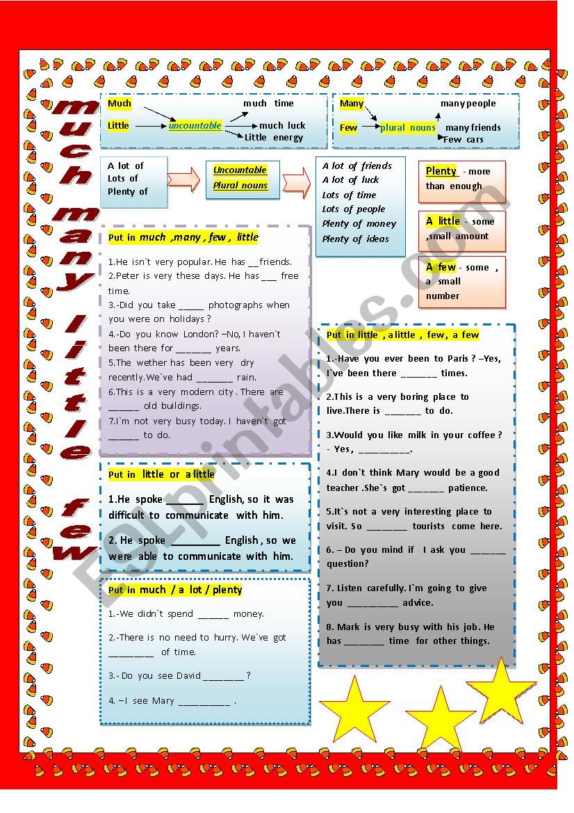 MACH / MANY / FEW / LITTLE  worksheet