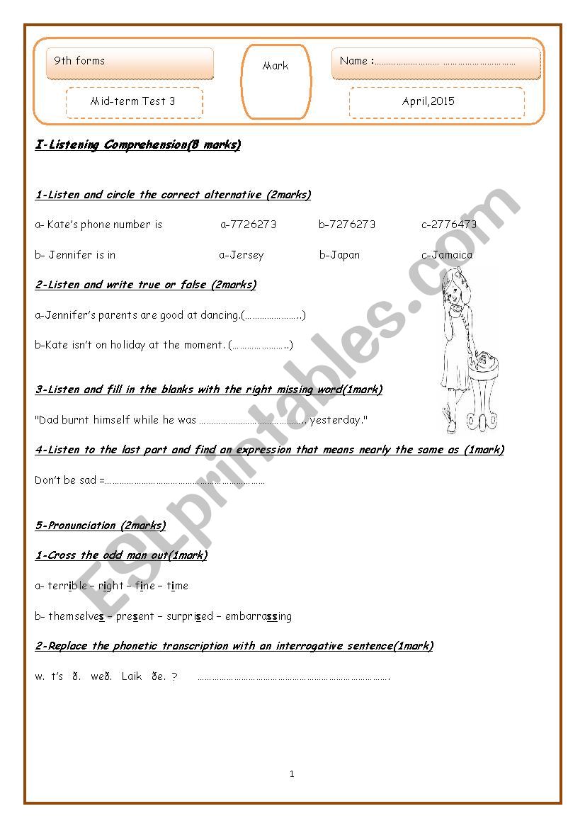 Mid-term test N:3 worksheet