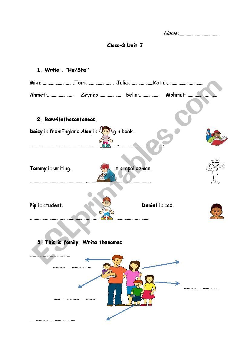 He She t / Who / His Her worksheet