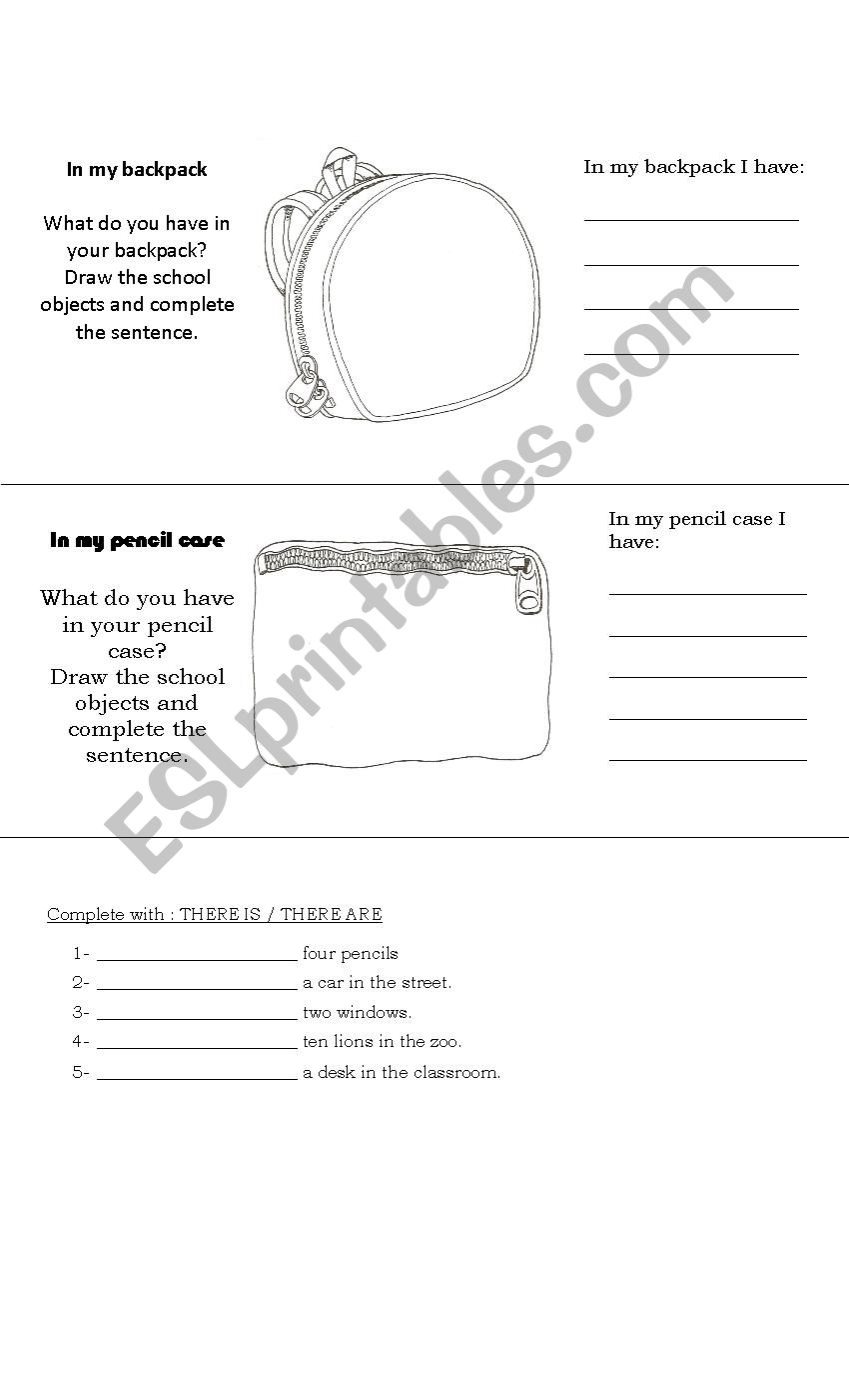 SCHOOL OBJECTS worksheet