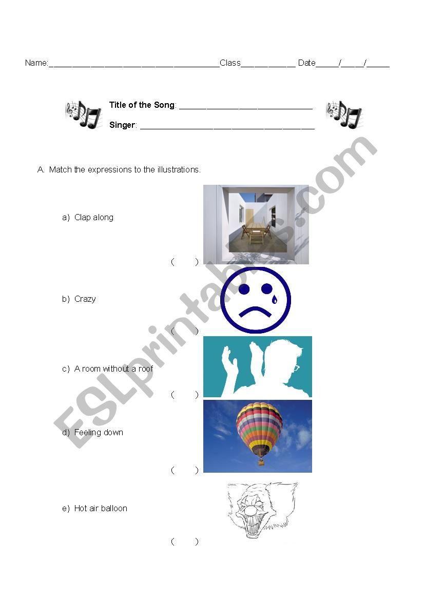 Happy by Pharrell Williams worksheet