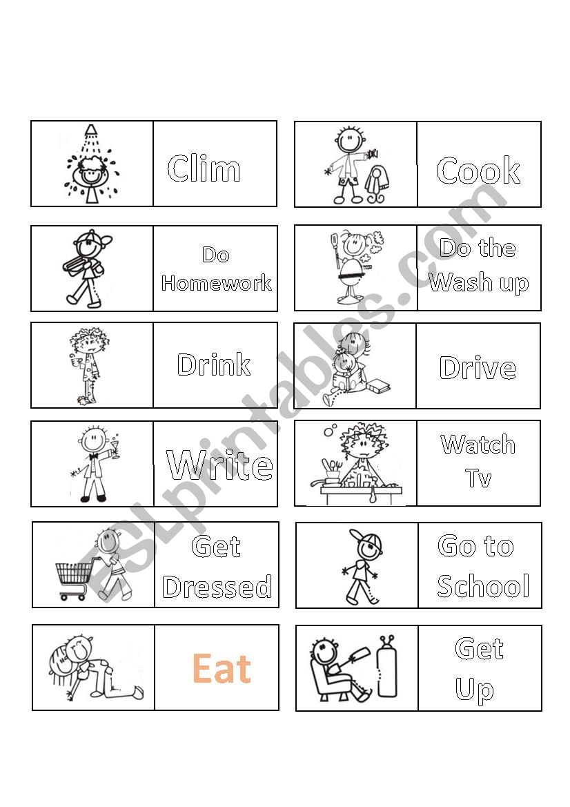 domino verbs part 2 worksheet
