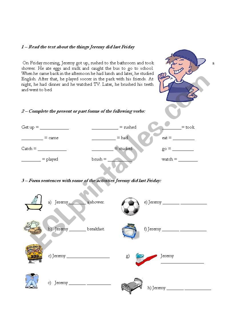Daily Routine Simple Past worksheet