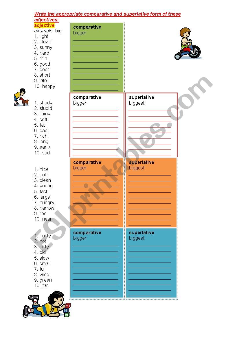 comparative worksheet