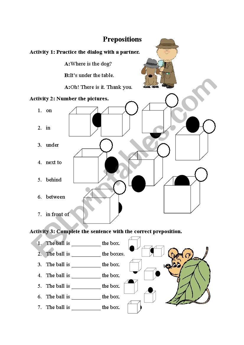 Prepositions of Place worksheet