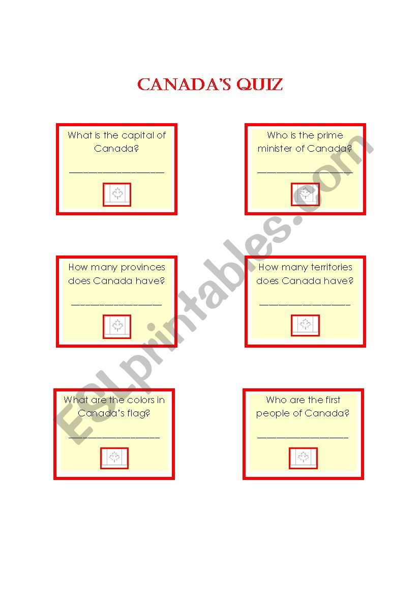 Canadas Quiz worksheet