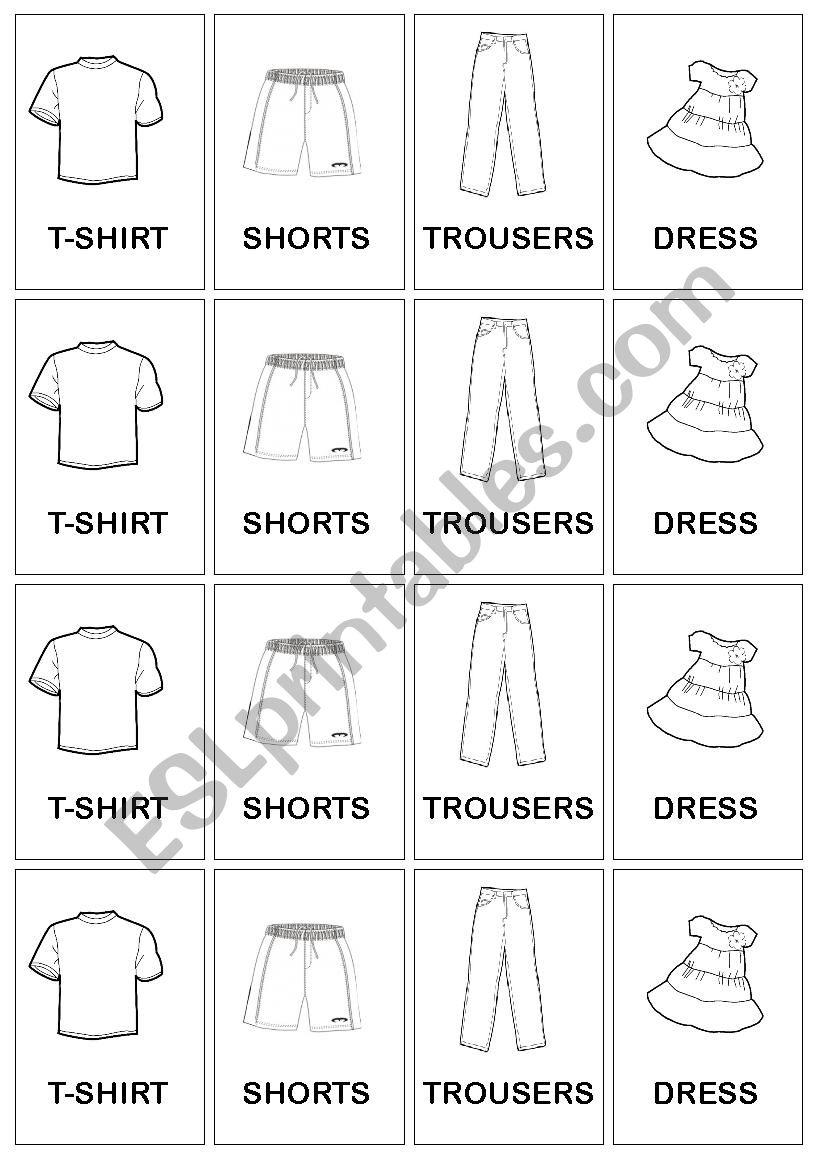 Clothes- snap (cards) worksheet