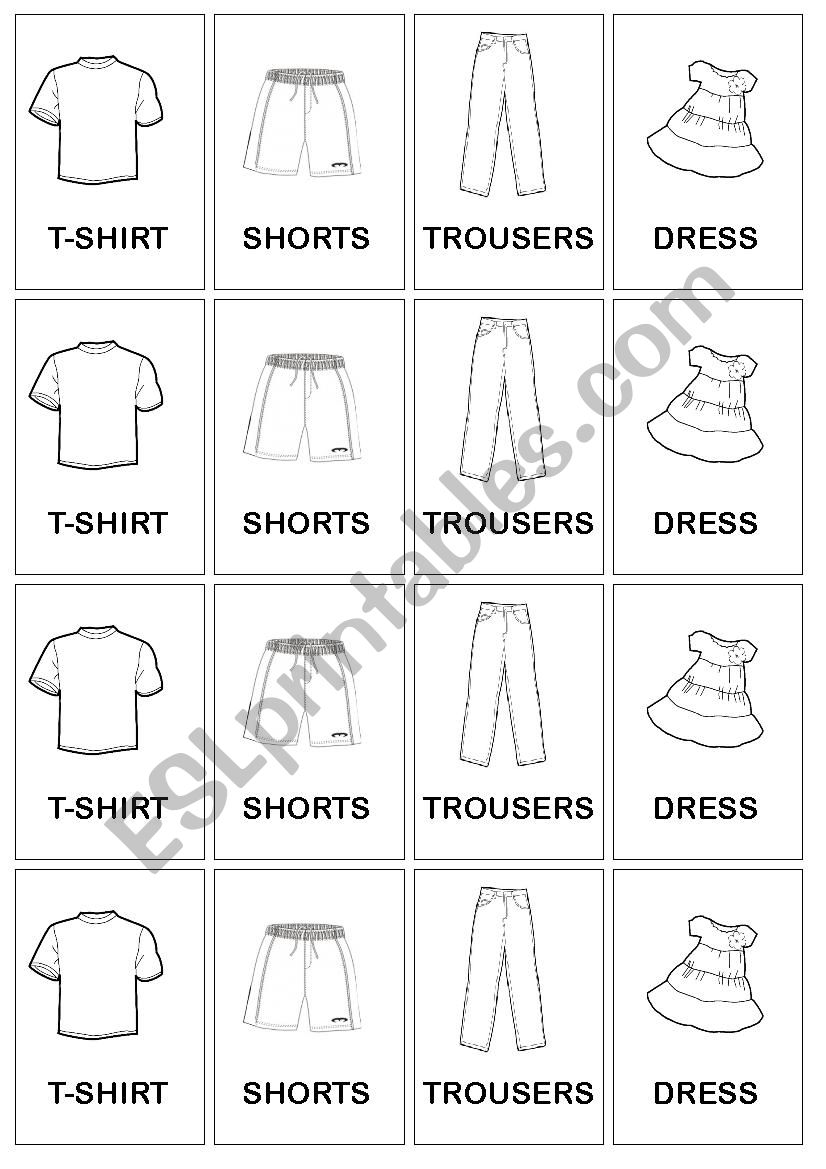 Clothes- snap (cards) worksheet