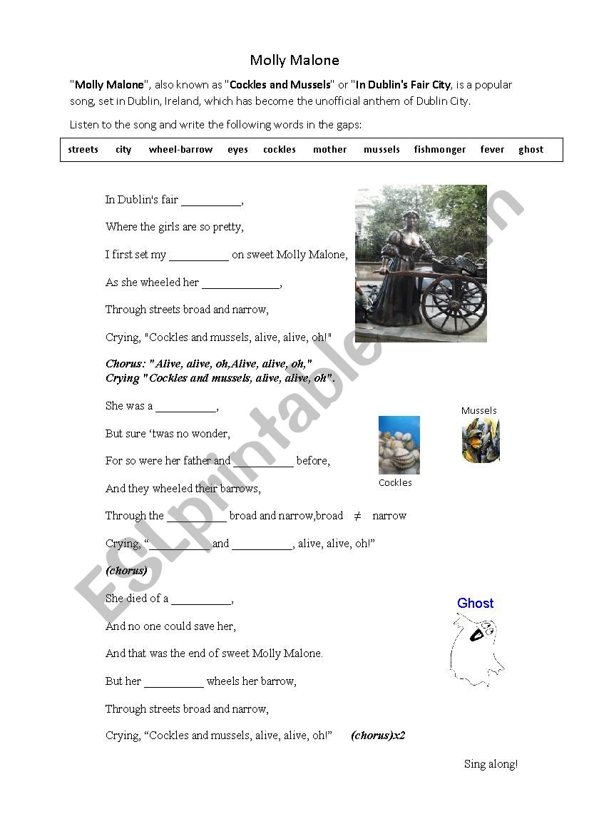 Molly Malone worksheet