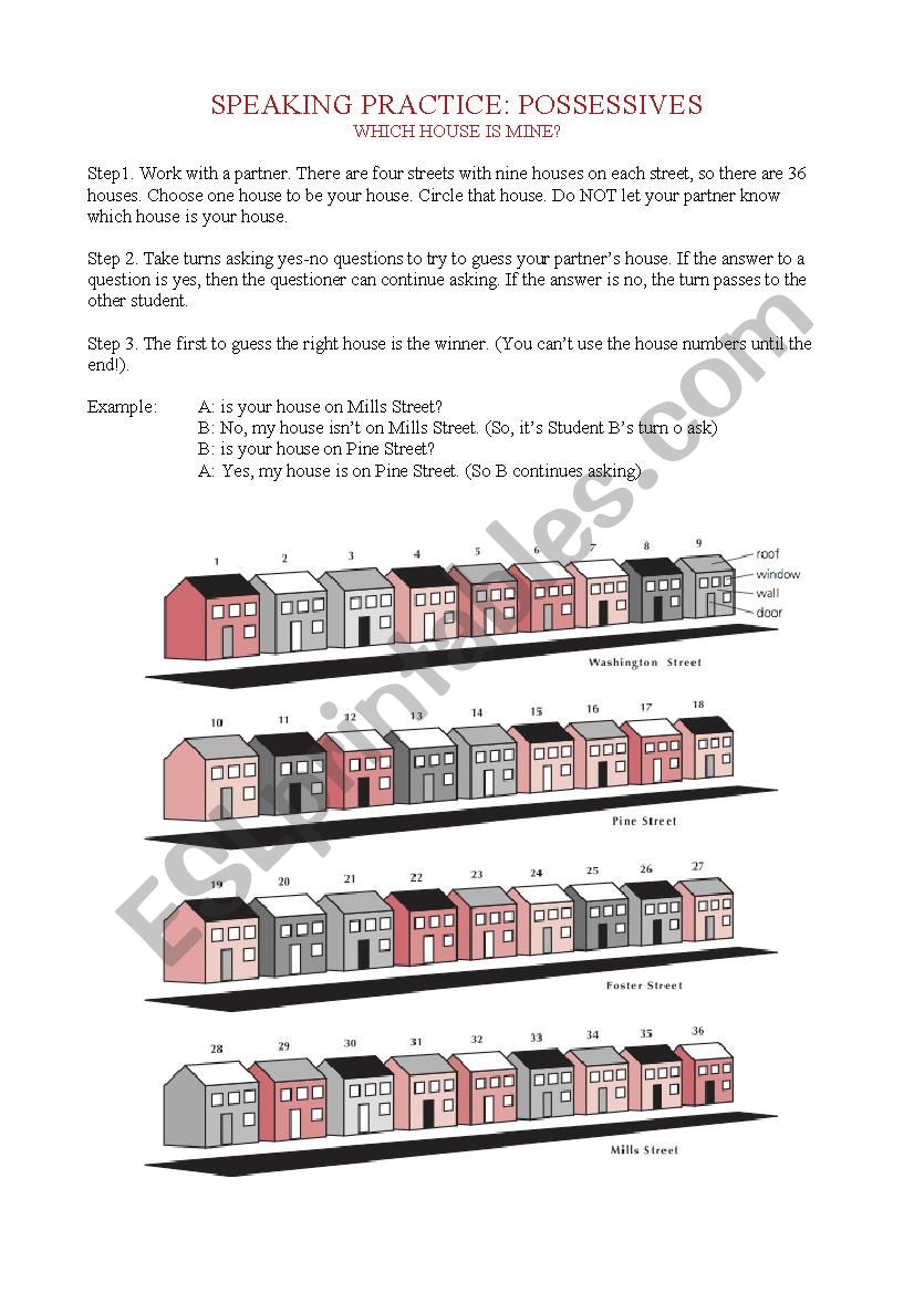 Possessives Speaking Practice worksheet