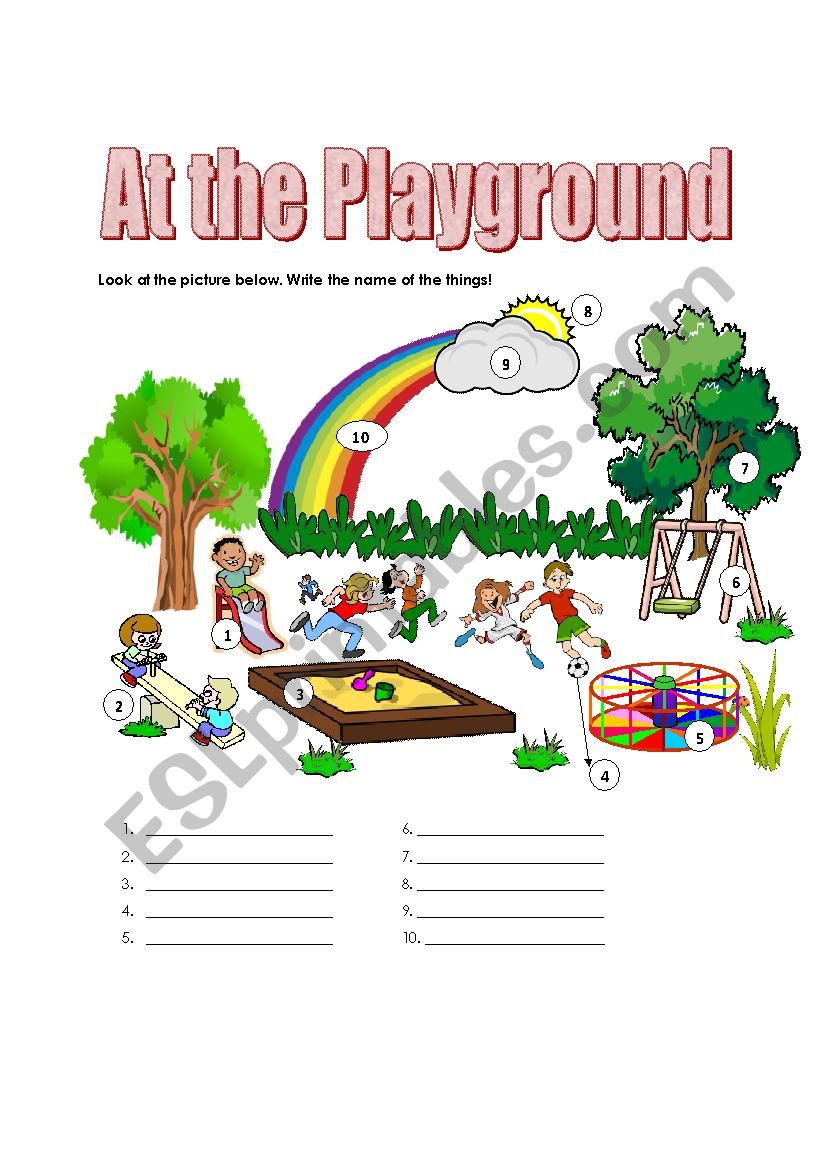 Playground Vocabulary Worksheet