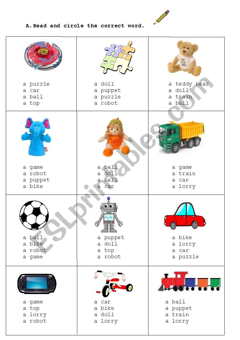 TOYS worksheet