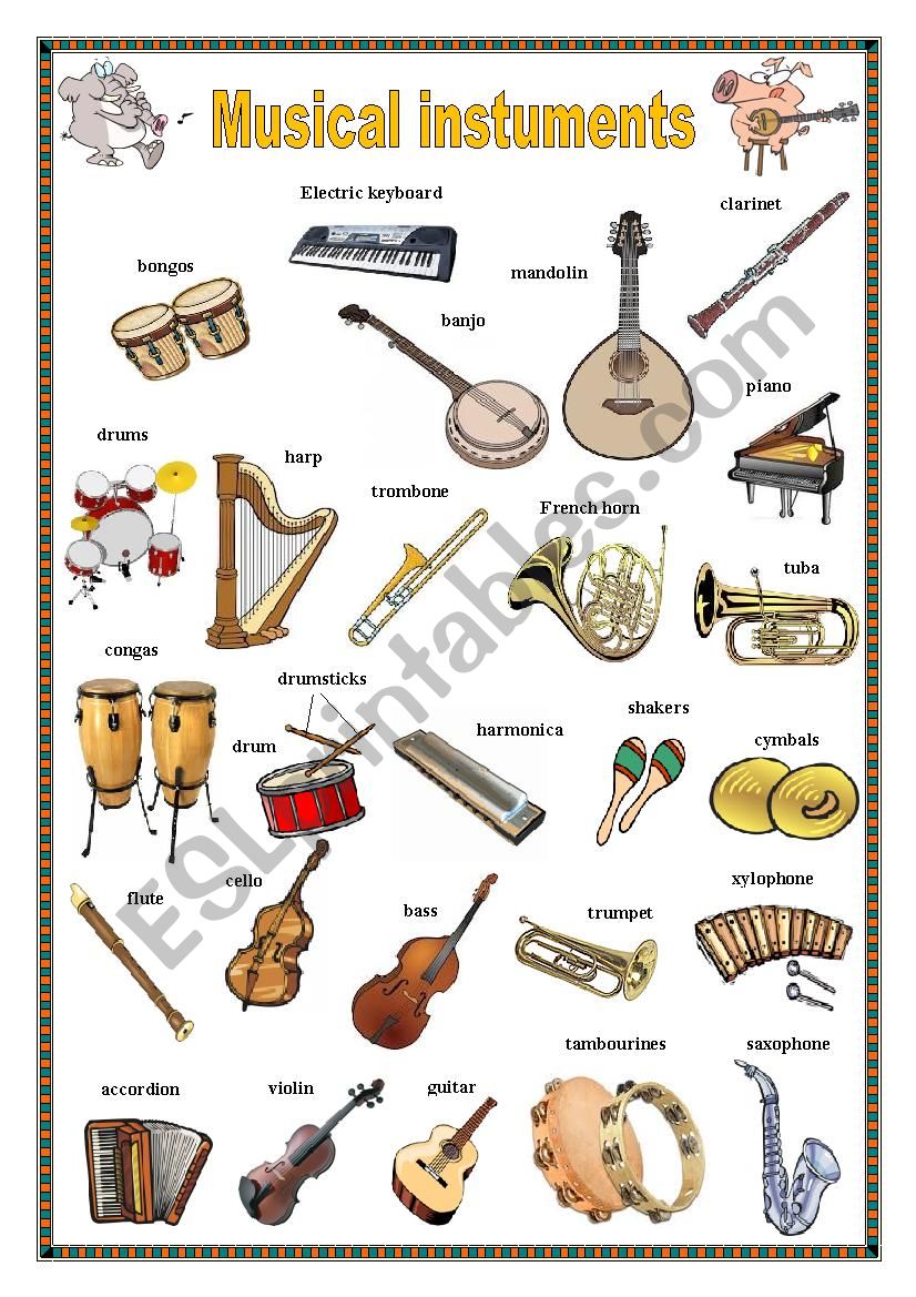 Musical instruments worksheet