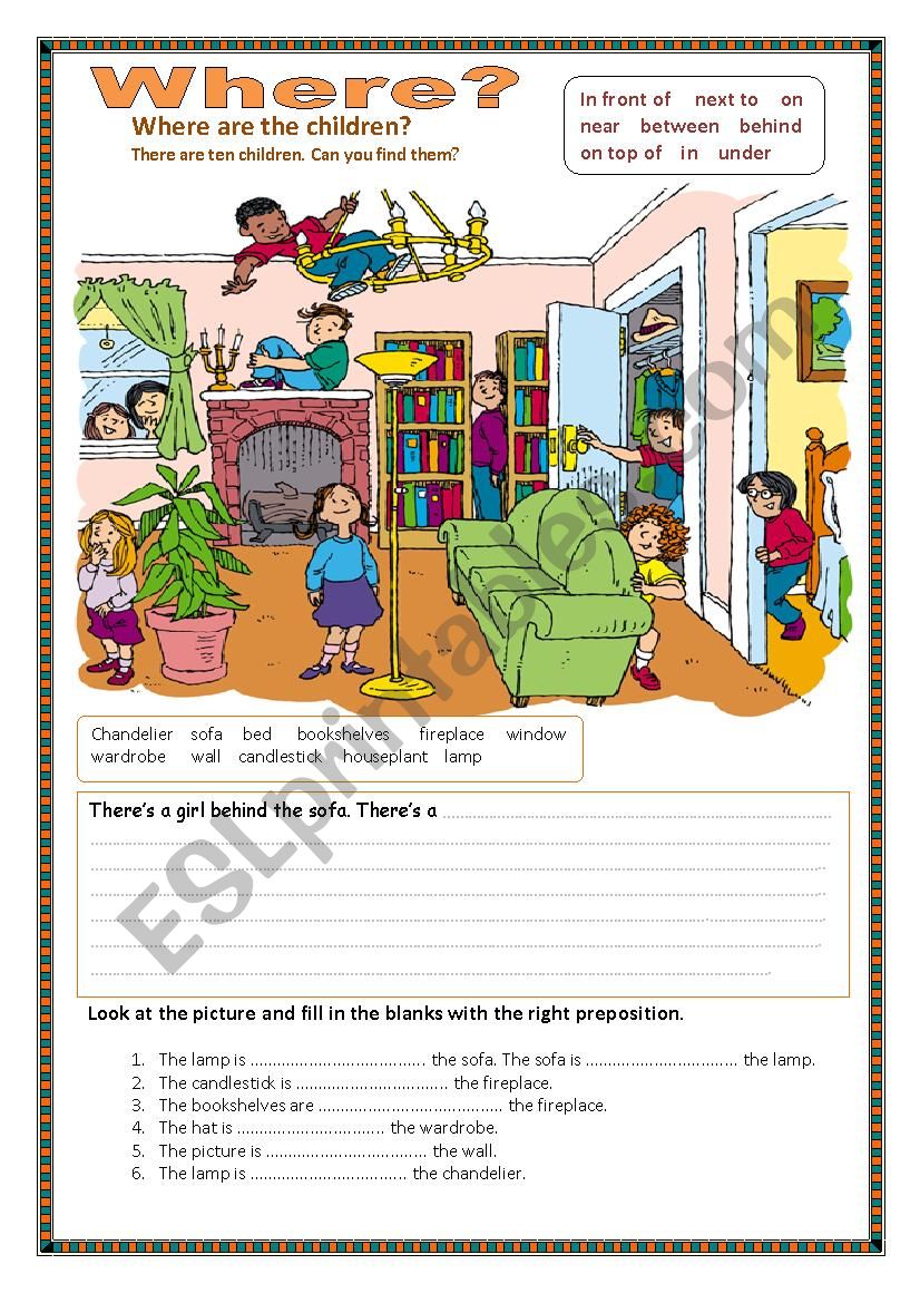 Prepositions of place.  worksheet