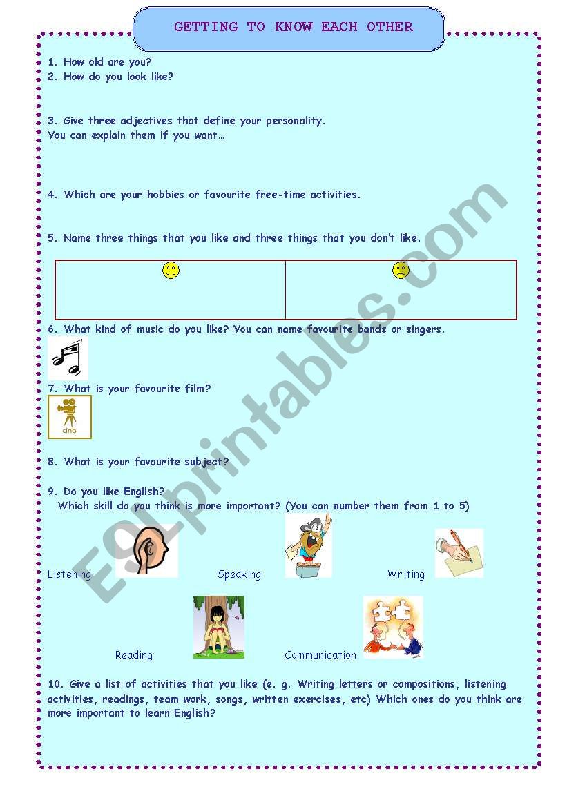 ICEBREAKER: GETTING TO KNOW EACH OTHER