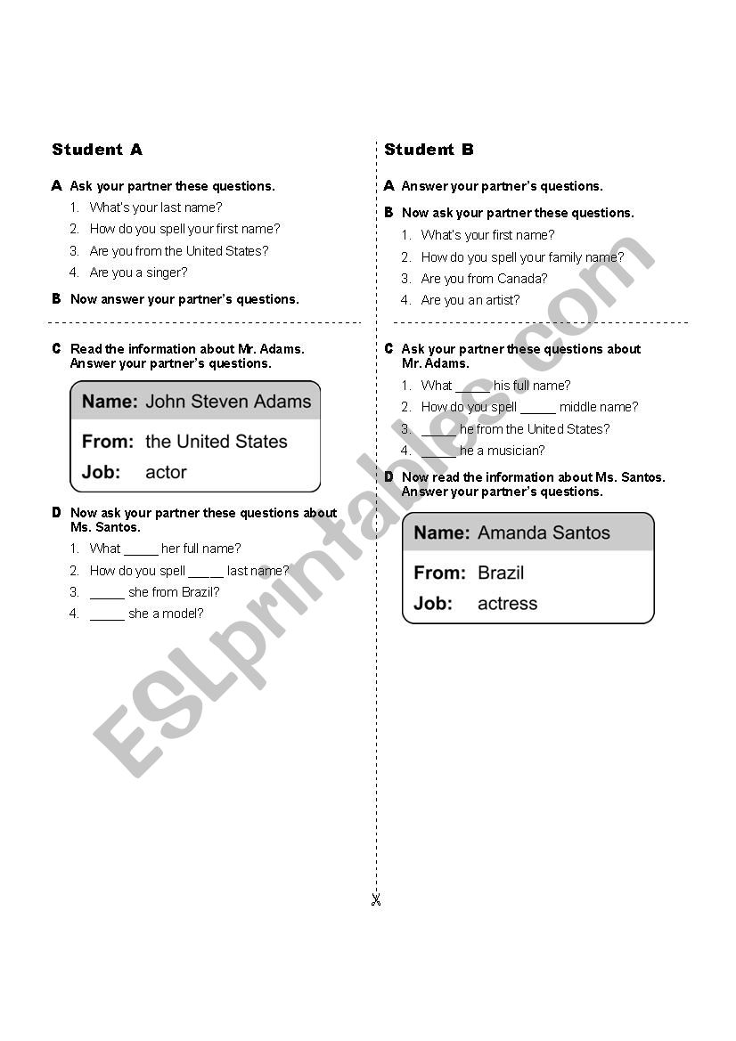 Oral Quizz worksheet