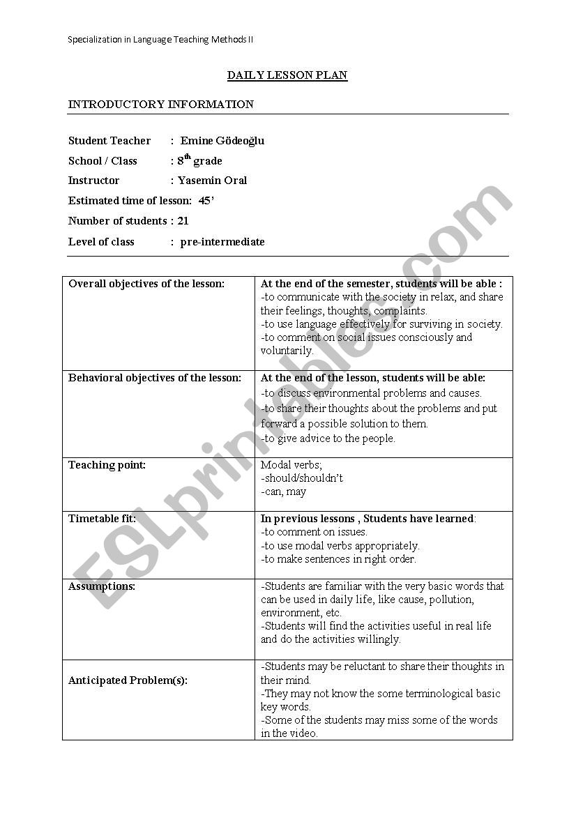 lesson plan worksheet