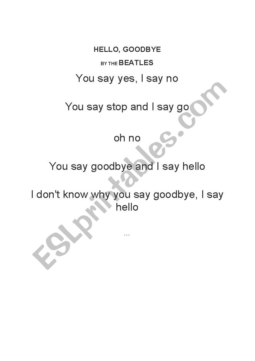 Learn English with the Beatles: Hello, Goobye