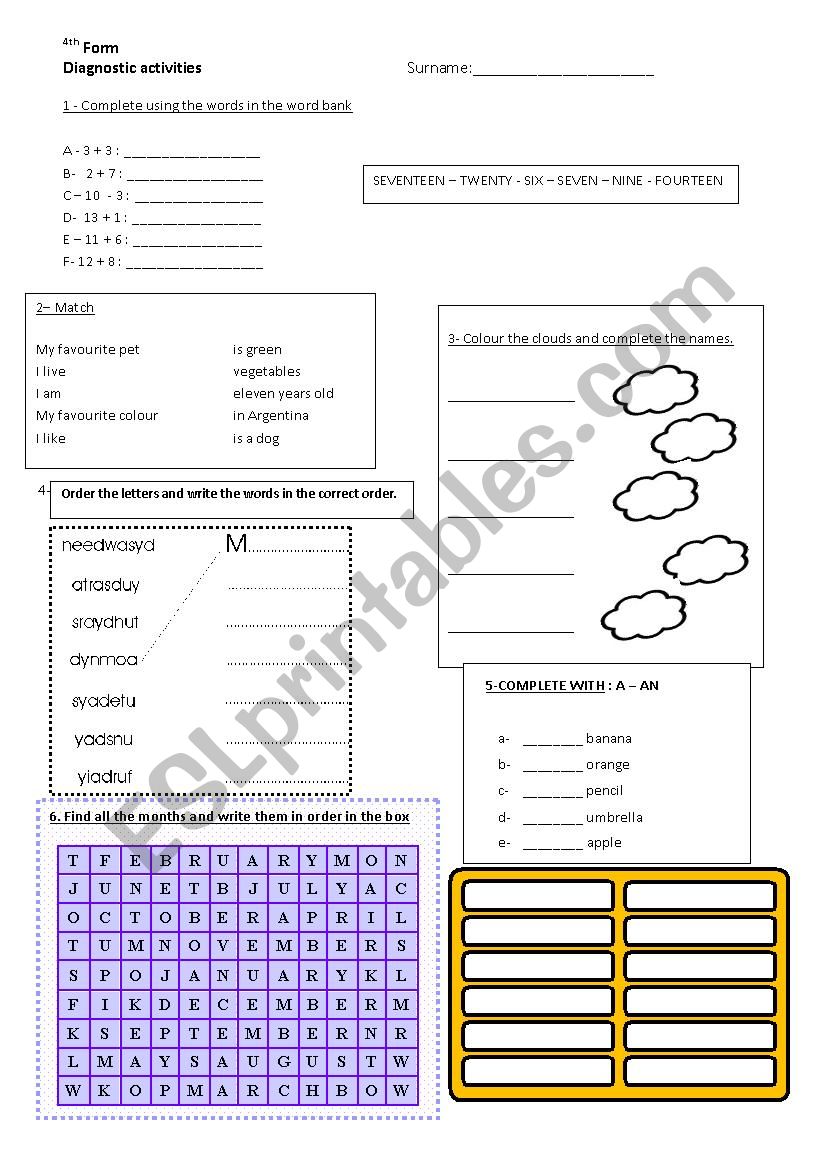 EXAM worksheet