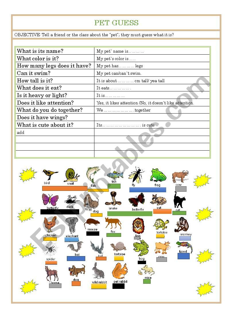 PET GUESS worksheet