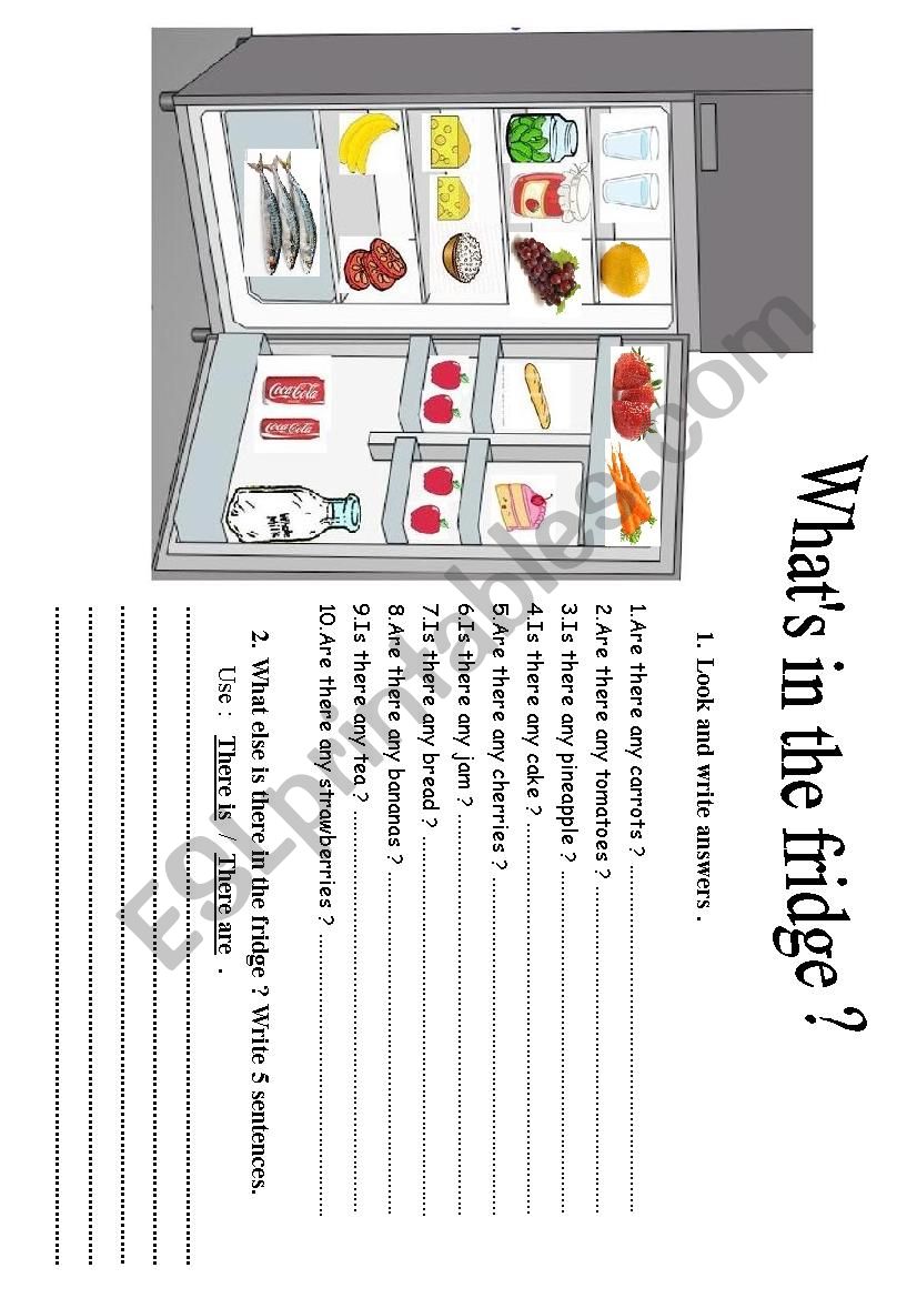 Whats in the fridge ? worksheet