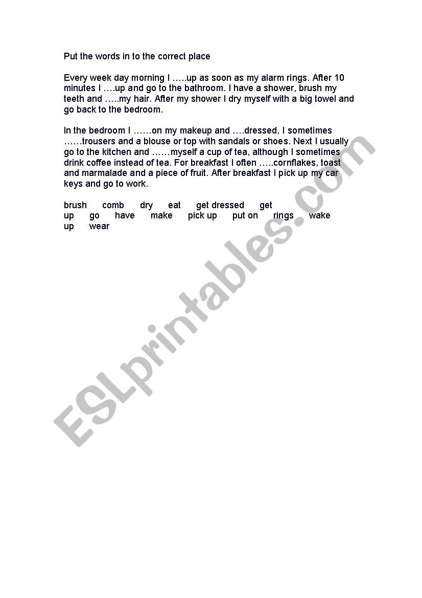 present tense worksheet