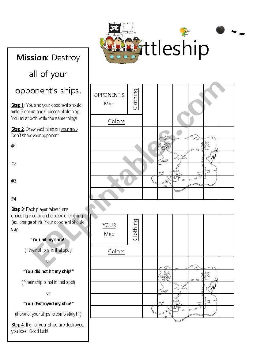 Clothing & Colors Battleship Board