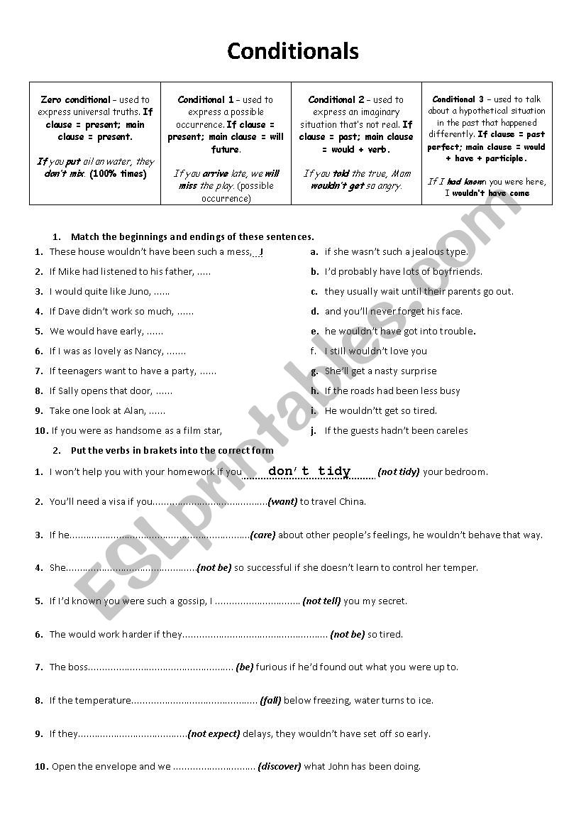 Conditionals worksheet