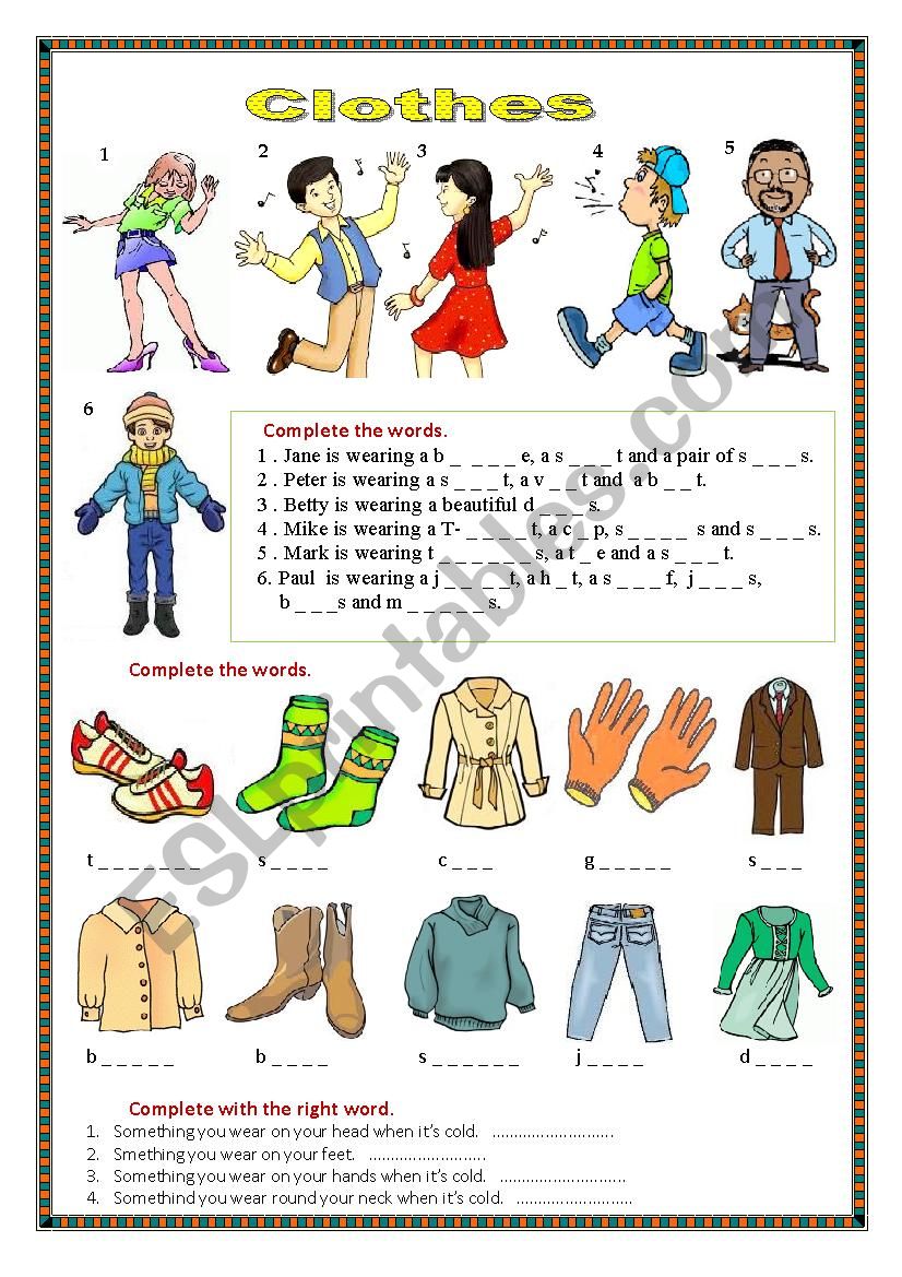 Clothes worksheet